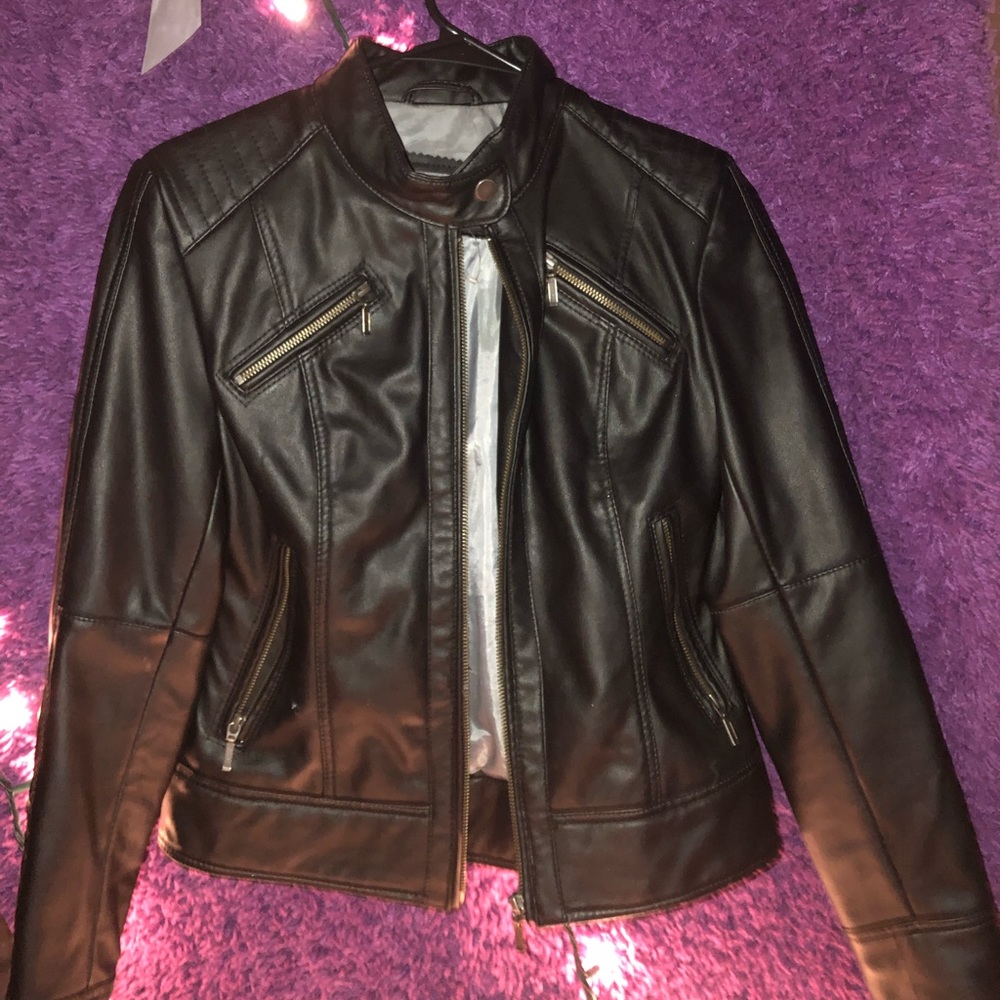 Vegan leather biker jacket